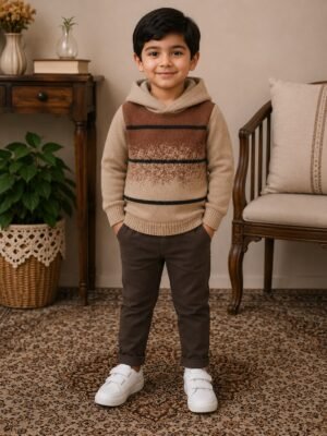 Boys Striped Hoodie Winter Set